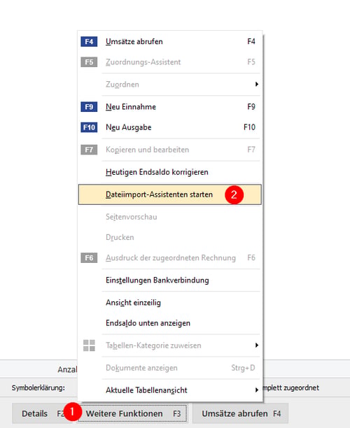 Bankingimport - Start Importassistent