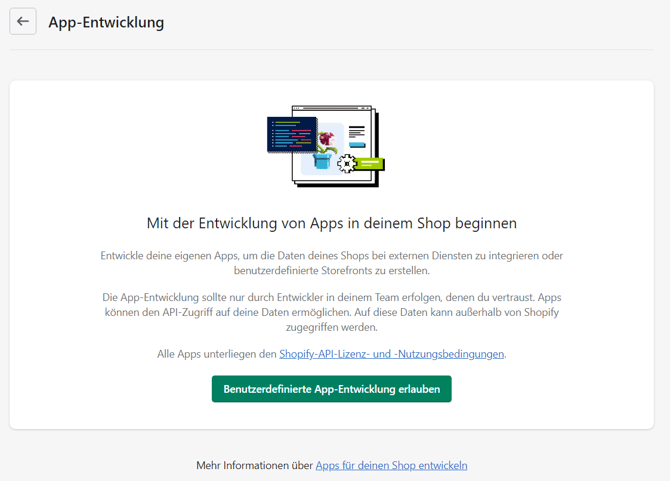 Shopify App EW erlauben