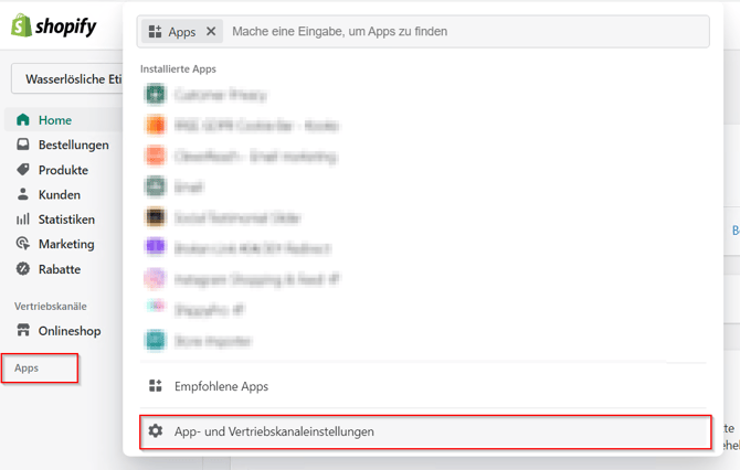 Shopify zu Apps