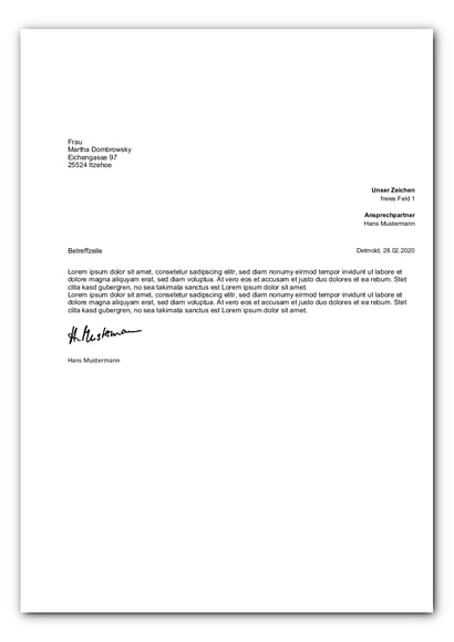 Standardvorlage Brief mit Unser Zeichen_faq