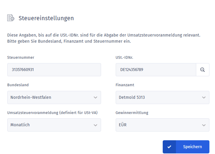 Steuereinstellungen