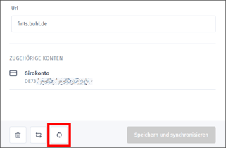 Gezeigt wird, wo eine Synchronisierung des Bankkontos durchgeführt werden kann