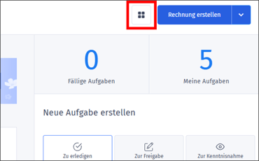 Gezeigt wird, wie die Einstellungen für das orgaMAX Dashboard geöffnet werden können