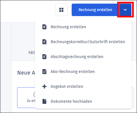 Dashboard nutzen - Schnellmenü