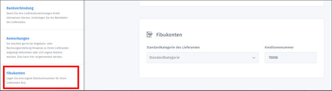 Gezeigt wird der Abschnitt FiBukonten im der Lifeerantenbearbeitung