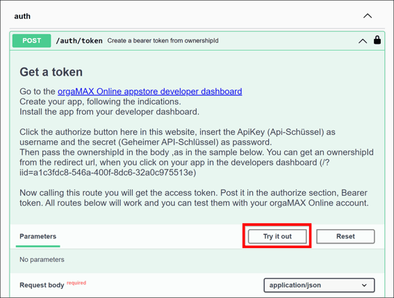 Eigene Erweiterungen - API autorisieren Token testen