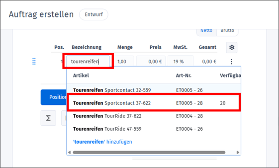 Gezeigt wird, wie AnwenderInnen in einem Vorgang die verfügbare Menge eines Artikels sehen können.