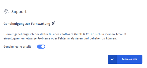 Gezeigt wird, wie User die Genehmigung zur Fernwartung für technischen Support geben können.