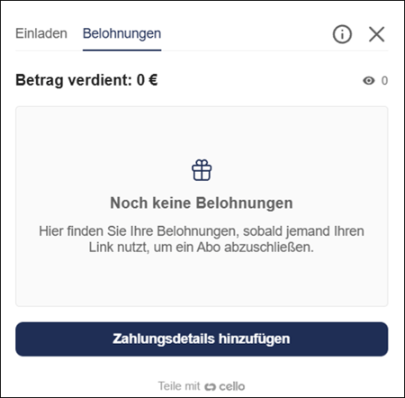 Gezeigt wird, wie eine Auszahlung der Prämie für eine gelungene Empfehlung angestoßen werden kann.