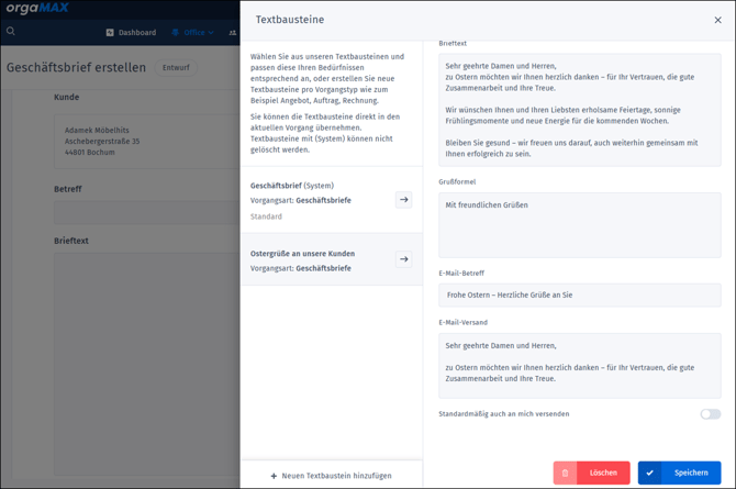 Geschäftsbriefe - Textbausteine verwenden