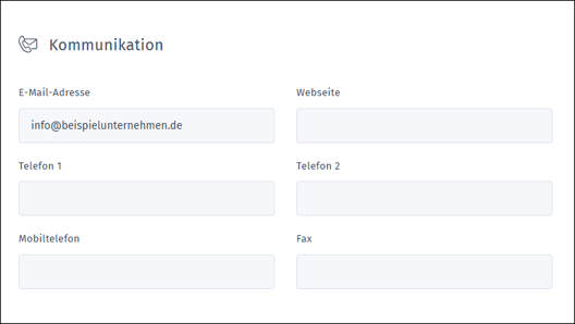 Kundendaten ergänzen - Kommunkationsdaten eintragen