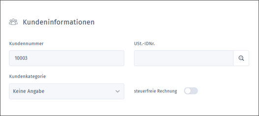 Gezeigt werden weitere Eingabemöglichkeiten für ergänzende Kundeninformationen