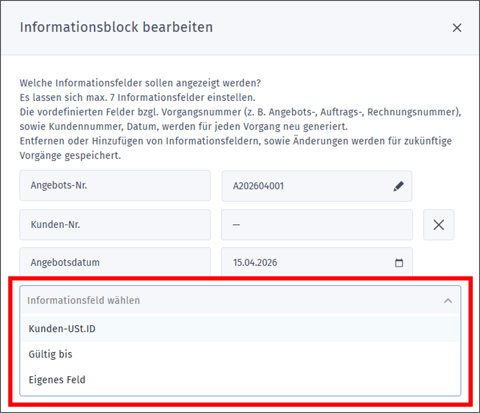 Gezeigt wird, wie weitere Felder in den Infoblock hinzugefügt werden können