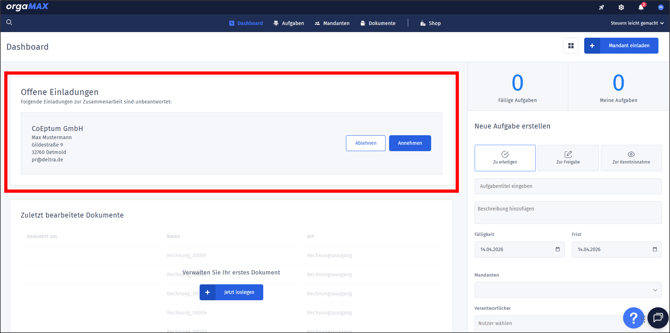 Steuerberater einladen - STB Einladung annehmen