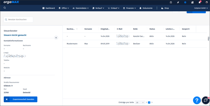 Steuerberater einladen - STB ist verbunden