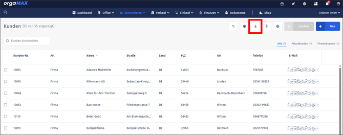 Datensicherung - Download von Listen