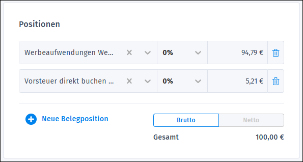 Ausgaben verbuchen - Vorsteuer direkt buchen
