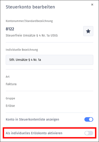 Gezeigt wird wie ein Erlöskonto für Rechnungen verfügbar gemacht werden.