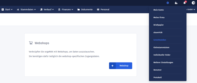 einstellung shop