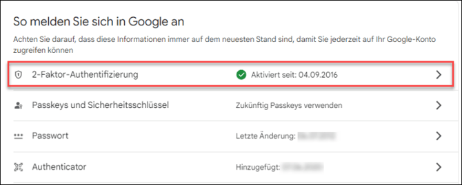 E-Mail-Provider einrichten - Gmail 2 Faktorauth