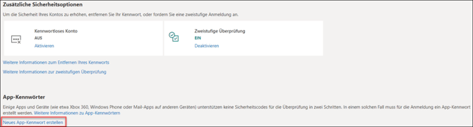 E-Mail-Provider einrichten - Outlook App Kennwort