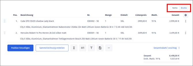 Gezeigt wird, wo die Preisart in einem Vorgang umgestellt werden kann