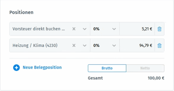 Eingangsrechnung und Ausgabe mit anderem Steuersatz verbuchen1