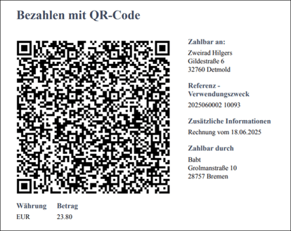 QR-Code verwenden - QR-Code auf der Rechnung
