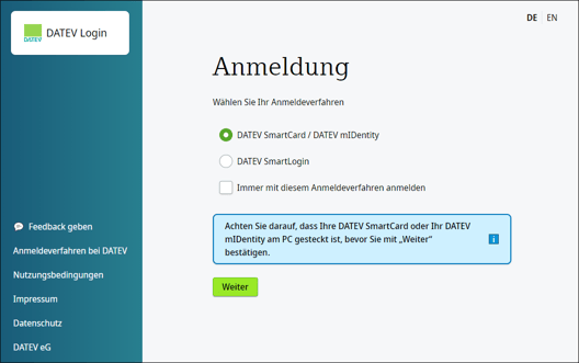 Datev Cloud-Services - DATEV-Anmeldung