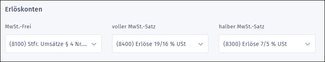 Gezeigt wird, wie in einer Rechnung abweichende Erlöskonten eingestellt werden können.