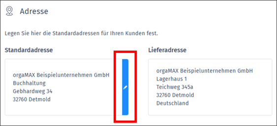 Gezeigt wird, wie die Bearbeitung vorhandener Adressdaten gestartet werden kann