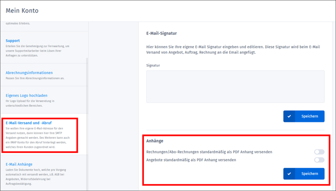 Gezeigt wird, wo und welche Anhänge als PDF eingefügt werden können.