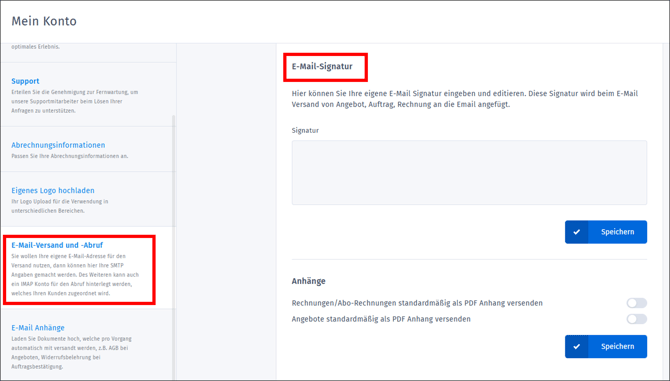 Gezeigt wird, wo die eigene E-Mail-Signatur eingerichtet werden kann.