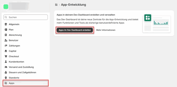 Shopify-Apps im Dashboard erstellen