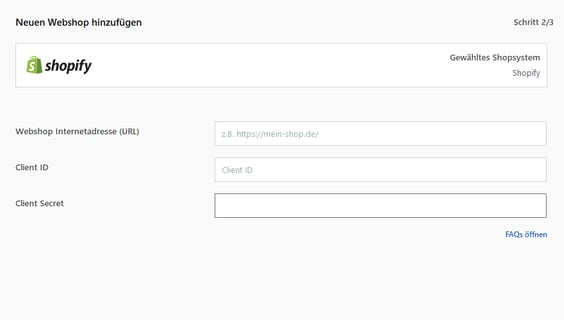 neuen Shopify-Shop hinzufügen