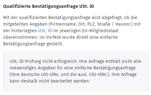 Qualifizierte Bestätigungsanfrage USt. ID