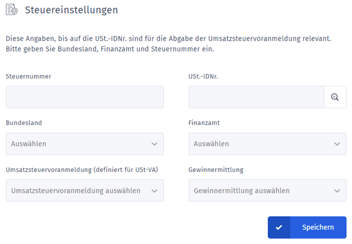 Steuereinstellungen